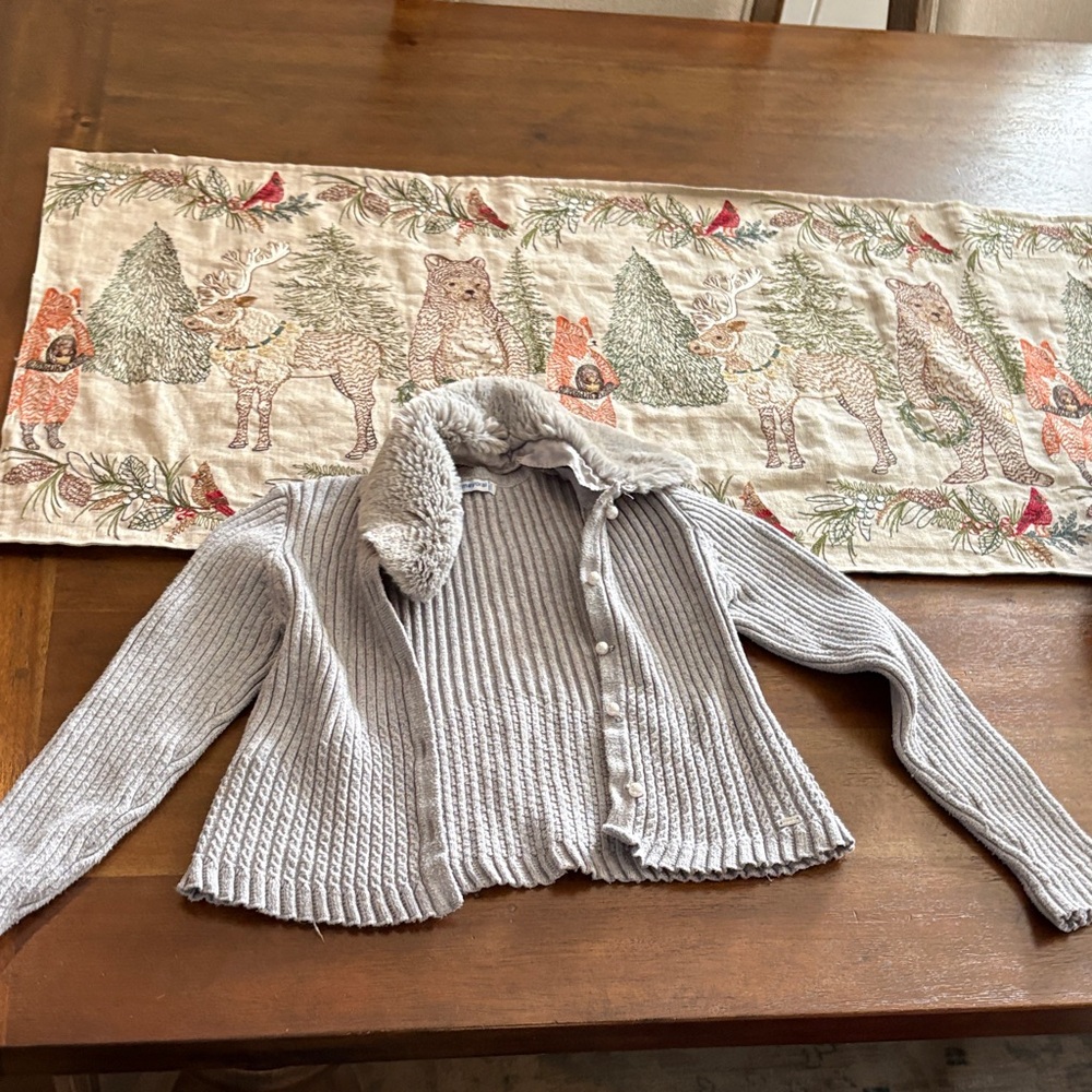 Mayoral Light Gray Ribbed Cardigan